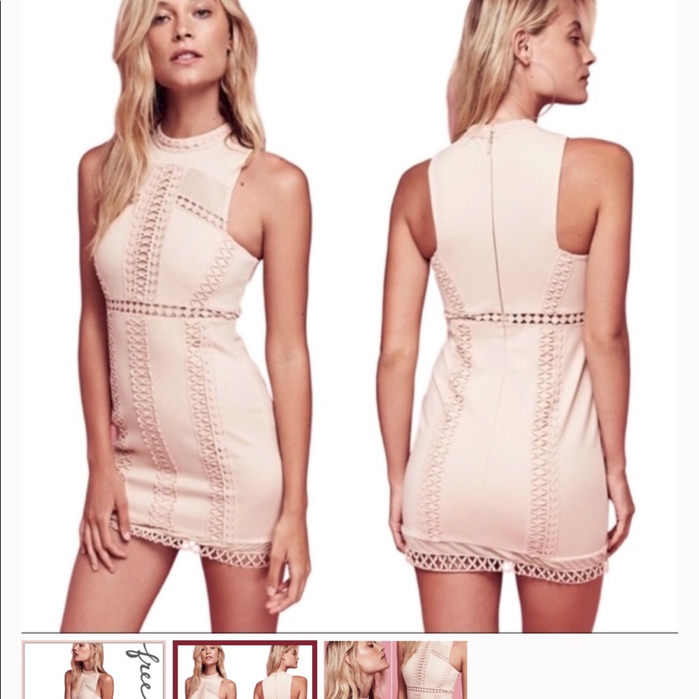 Free people sky scraper mini dress in nude